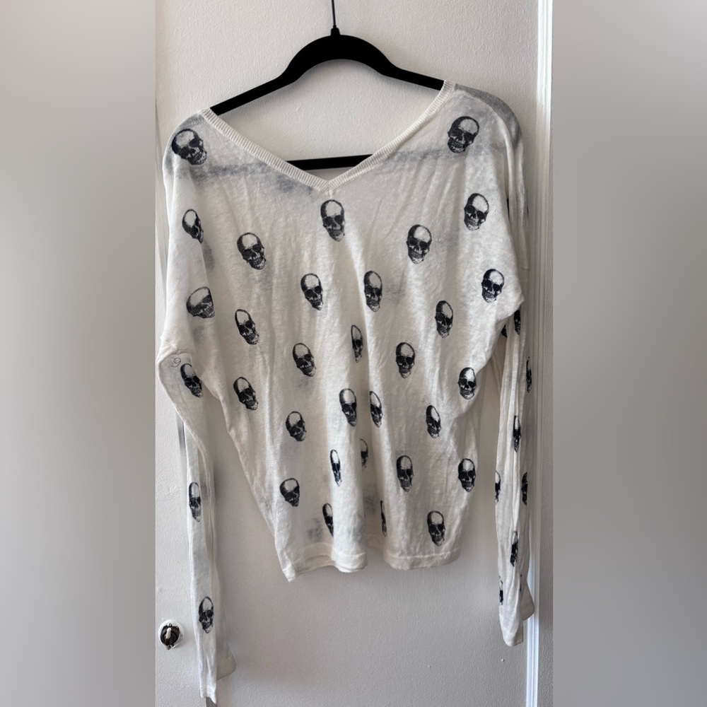 Skull Cashmere — Sweater Women's White Linen Sweater Sz M - Picture 2 of 5